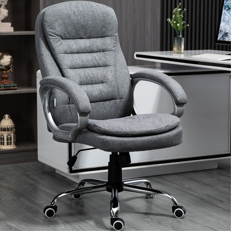 Grey Office Chair - Adjustable Height, Thick Padding Comfortable Computer With And Lumbar Relaxation In Seat Wide Relief Functionality Enhancement