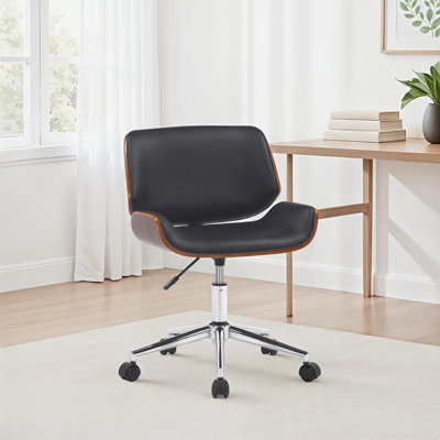 Chaise de bureau style Mid-Century en similicuir Temme
