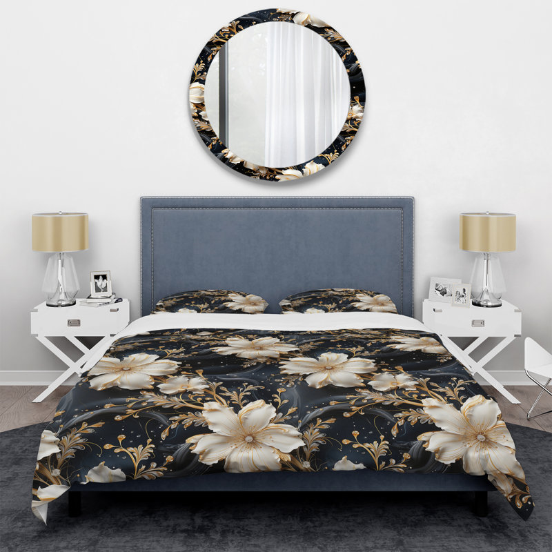 Victorian Opulence Marble Pattern - Marble Duvet Cover Set - Microfiber Polyester, Queen Duvet Cover + 2 Standard Shams