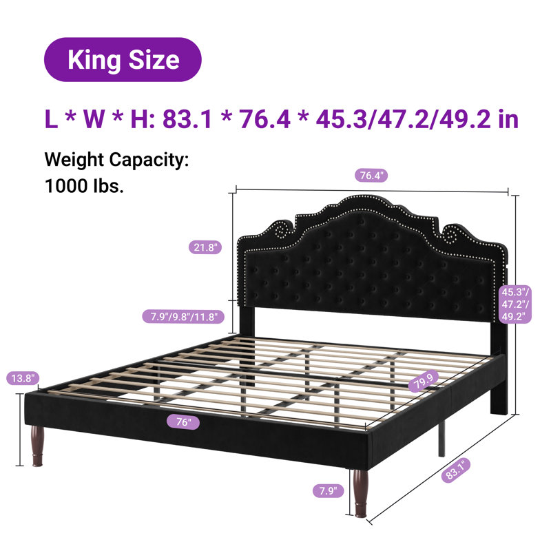Skya Upholstered Platform Bed, King