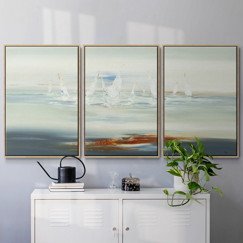 " Float Away " 3 - Pieces, 36" H x 75" W x 2" D, Natural