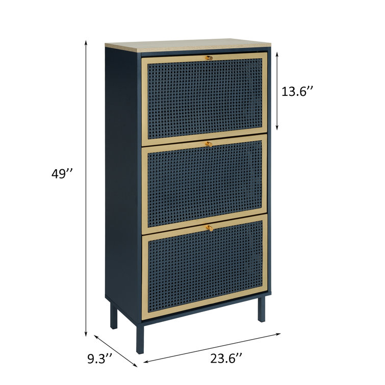 49''H Shoe Cabinet with 3 Doors, Tipping Bucket Shoe Rack with Drawers,  Freestanding Shoe Rack Storage Organizer for Entryway, Narrow Shoe Rack