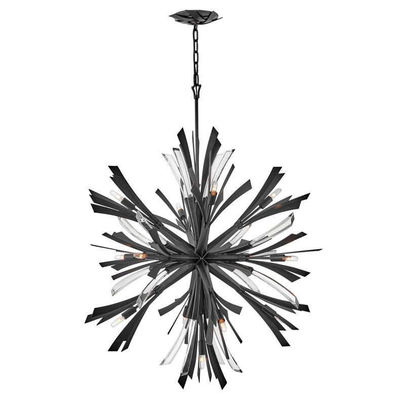 Vida 36" Thirteen-Light Modern Orb Hanging Chandelier w/ Crystal Accents