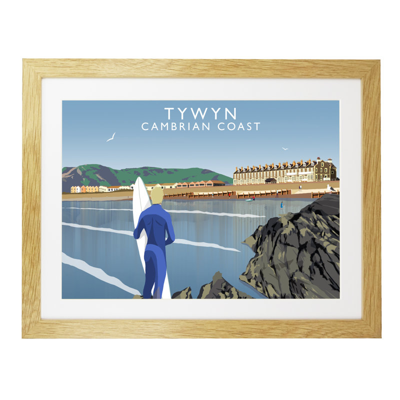 'Tywyn 2' by Richard O'Neil - Print, Oak Wood Frame, 44 cm H x 54 cm W x 2.2 cm D