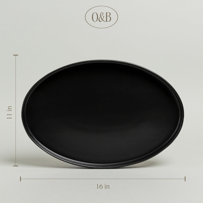 Over&Back Stackable Oval Serving Platter, Black