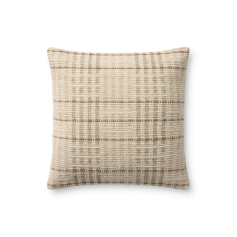 Chris Loves Julia x Loloi Vinnie Accent Pillow, Square 18", Pillow Cover Only - No Insert, Ivory