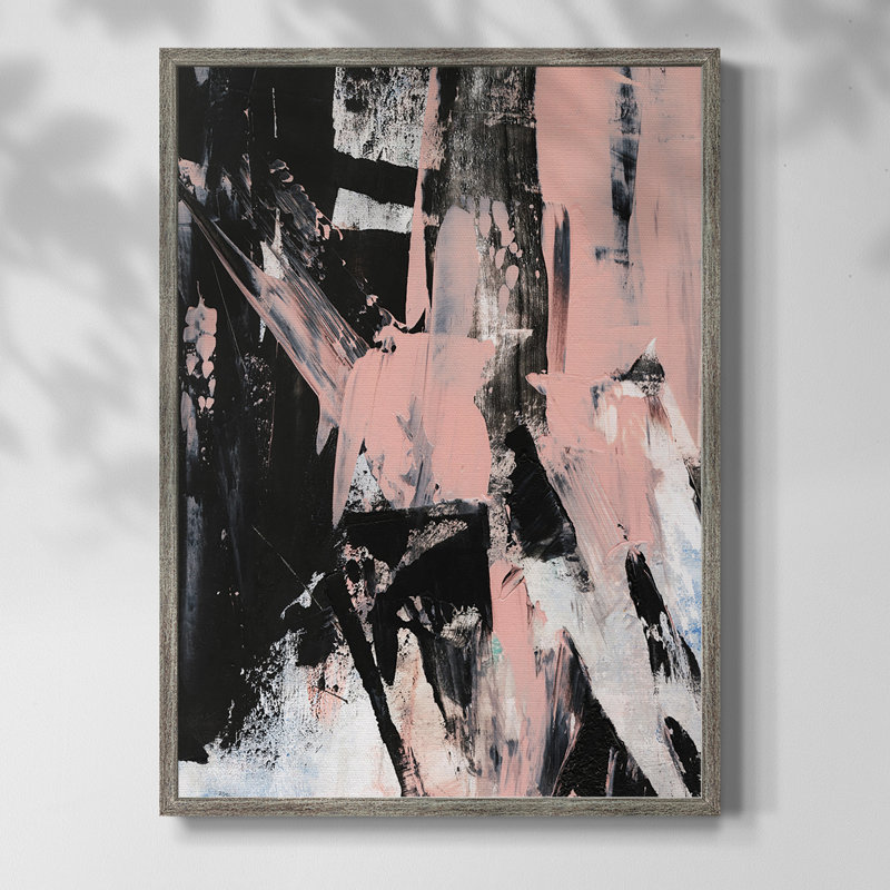 Black & Blush II Framed Print - Solid Wood, 11" H x 9" W