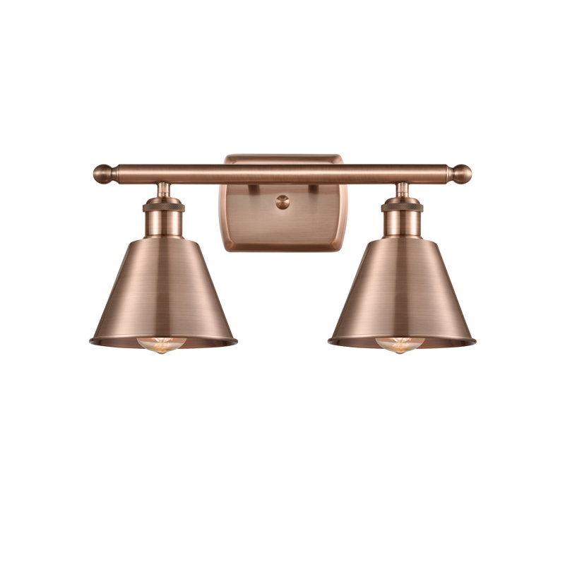 Dallyn 2 - Light Dimmable Vanity Light, 60 Watt Vintage Incandescent Bulb, Antique Copper, Antique Copper