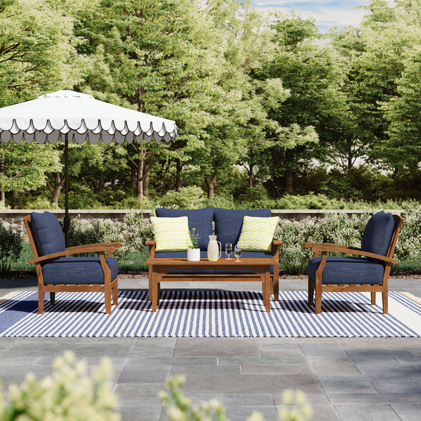 Summerton 4-Person Patio Seating Group, Navy 
