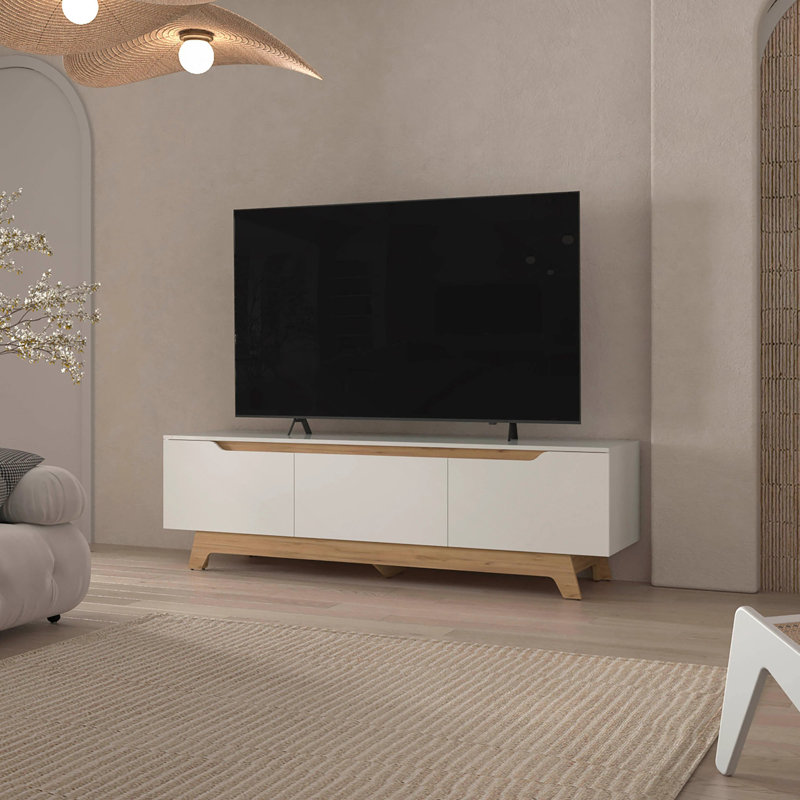 Meuble audio-vidéo blanc avec 2 portes