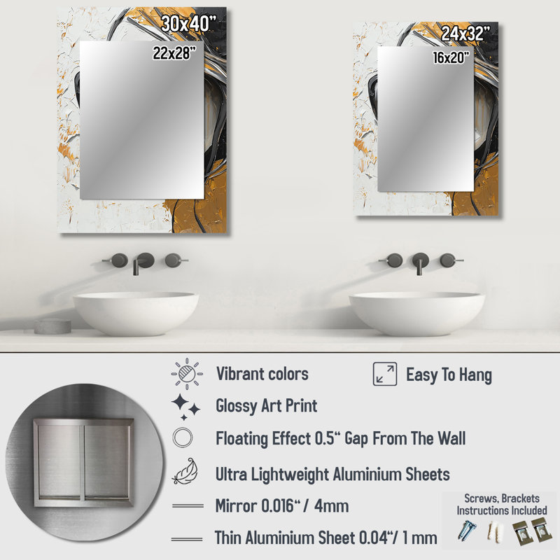 Black And Gold Fashion Woman Glamazon II - Fashion Woman Decorative Wall Mirror, Glam Mirror, Printed Metal Art, 32" x 24"