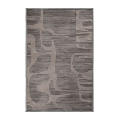 Machine Washable Abstract Gray Area Rug