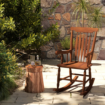 Chaise d'extérieur en bois avec fonction berçante - capacité de 350 lb, dossier haut, confortable pour patio, jardin, balcon en bois à partir de 352