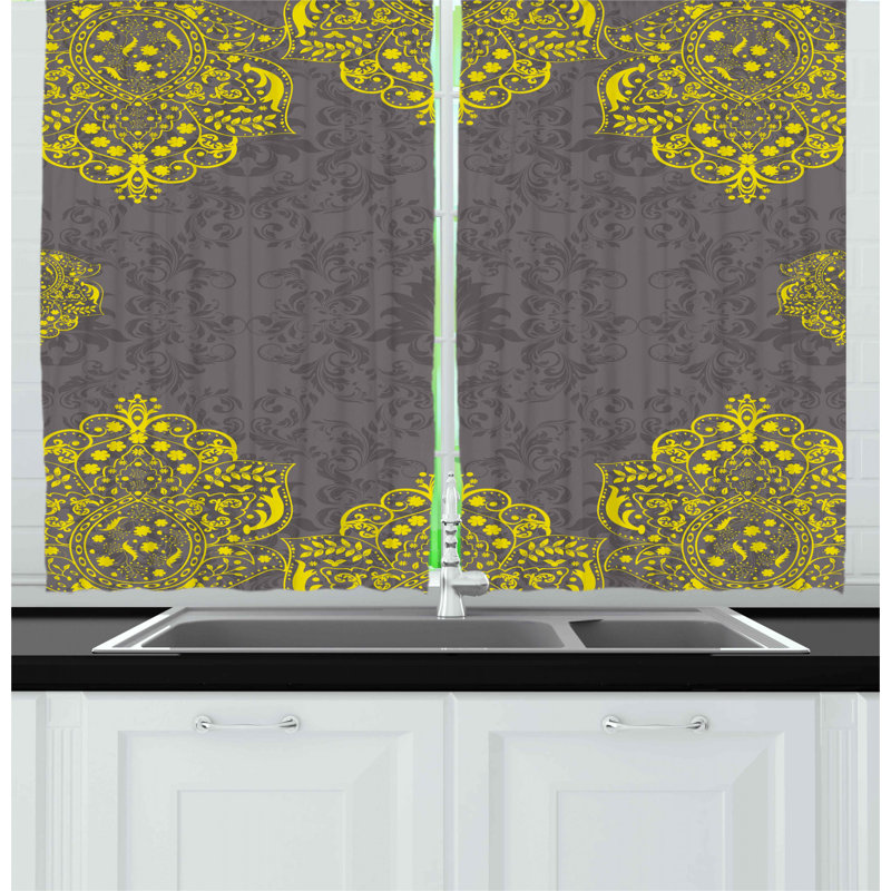 Floral Pointed Kitchen Curtain