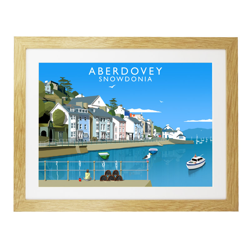 Aberdovey by Richard O'Neil - Print, 33.5 cm H x 43.5 cm W x 2.2 cm D, Oak Wood Frame