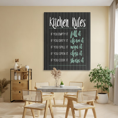 Kitchen Rules Black & Green Canvas, design by Lettered and Lined