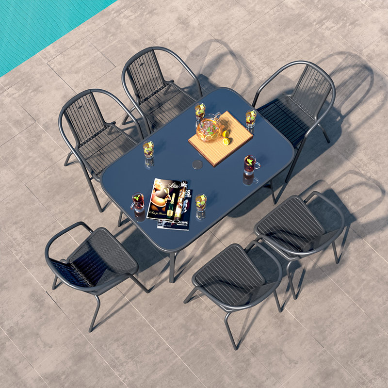 Alfie-Jack 6 - Person Patio Dining Set with Rectangular Table, 120cm