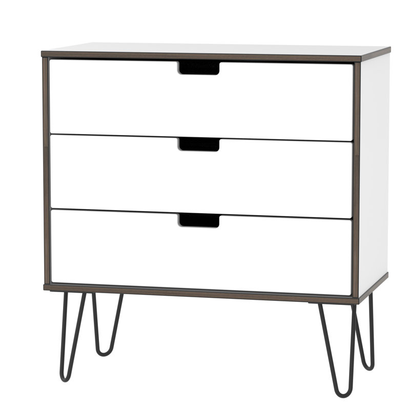Fully Assembled Fairbury 3 Drawer Chest, White Gloss