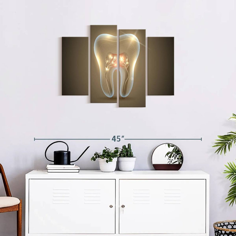 Ensemble de 4 pièces sur une toile brillante, H 22 po x l 36 po x P 1 po