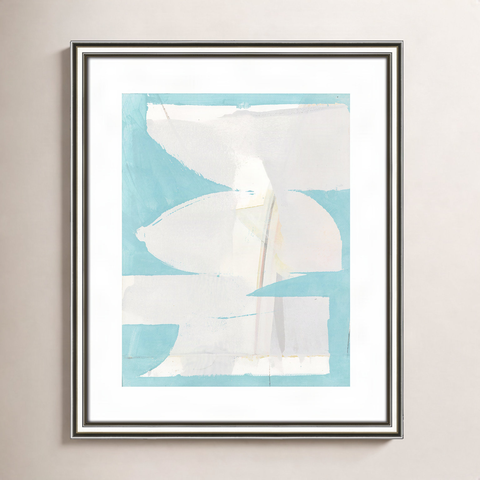 Nara "Carve I" Painting, Silver Framed Paper, 20.25" H x 17.25" W x 0.88" D