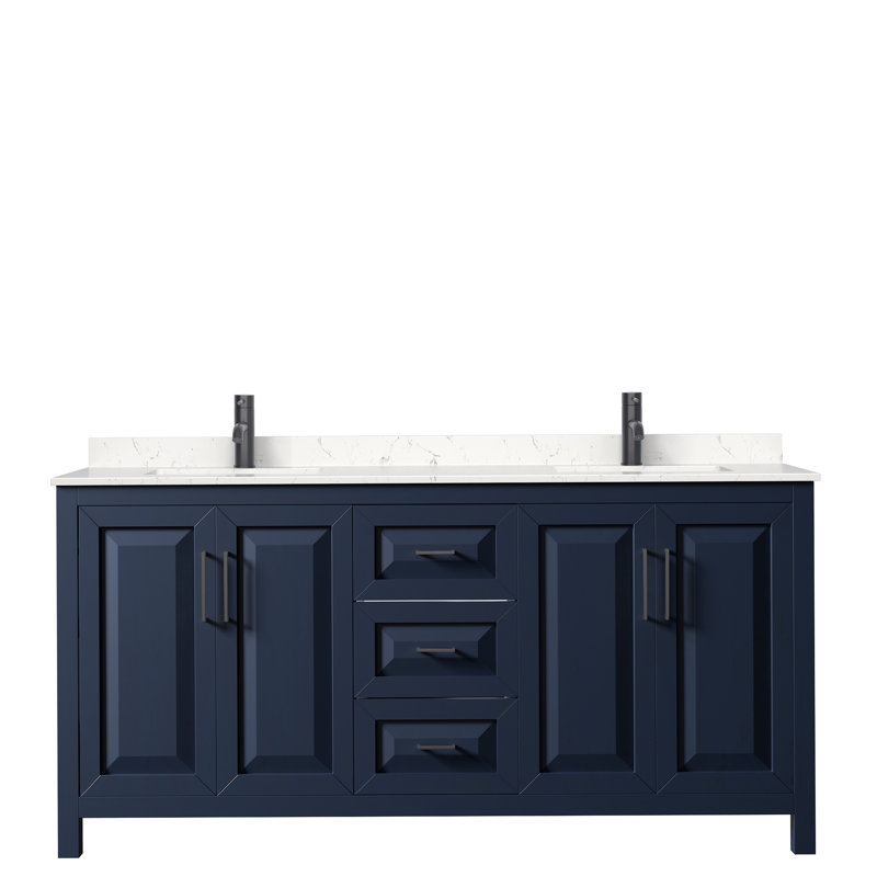 Ensemble de meuble-lavabo double 72 po Daria, Bleu très foncé, Noir mat