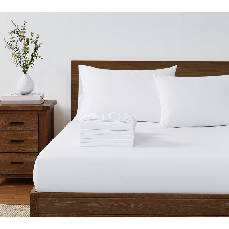 Truly Soft Hospitality Pack Plain Weave Microfiber 6 Piece White Fitted Sheet Set, Twin XL Sheet Set
