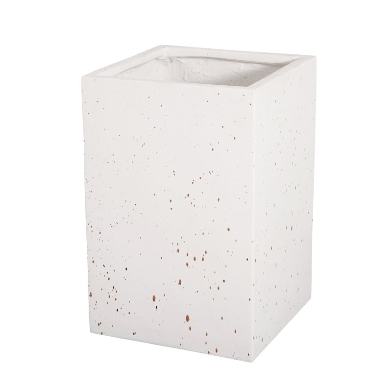 Pot à fleurs rectangulaire fait à la main, 20 pouces de hauteur, blanc, oxyde de magnésium, l 13,1 po x P 13,1 po, sans assemblage, trou de drainage, matériau d'oxyde d'embellissement de cour, enclave
