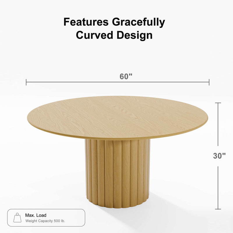 Table de salle à manger en bois massif, Chêne, H 30 po x L 60 po x l 60 po