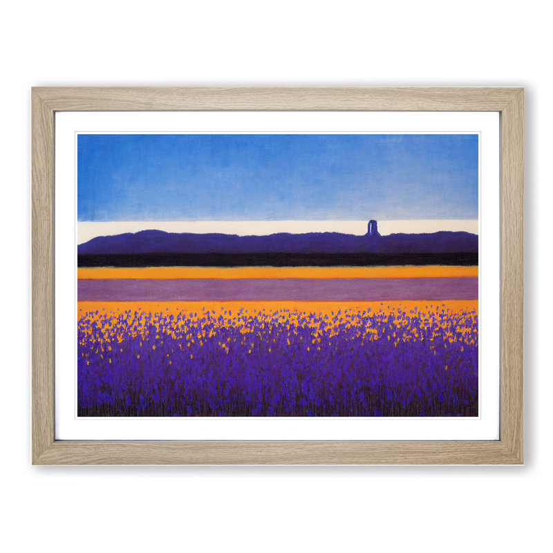 Irresistible Absract Bluebell Field - Framed Print, 46cm H x 64cm W x 2cm D, Oak