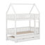 Lit superposé simple au dessus d'un lit simple avec lit gigogne et tiroirs de rangement, lit superposé avec toit Playhouse, cadre de lit de maison en bois