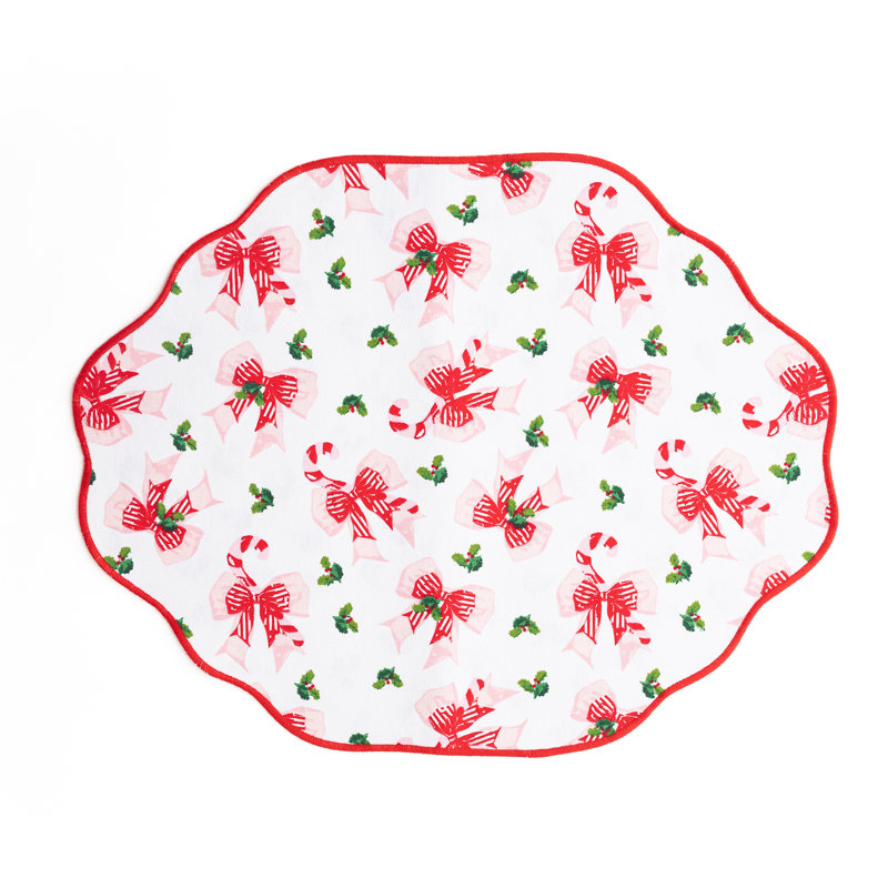 Ensemble de table festonné Holly Jolly Bows, Rouge
