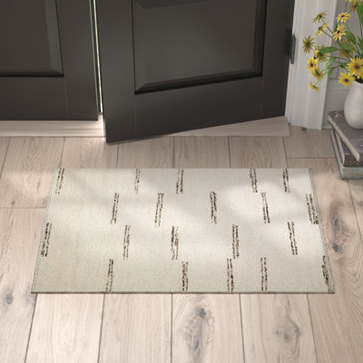 Tapis beige en laine tissé à la main Mingo