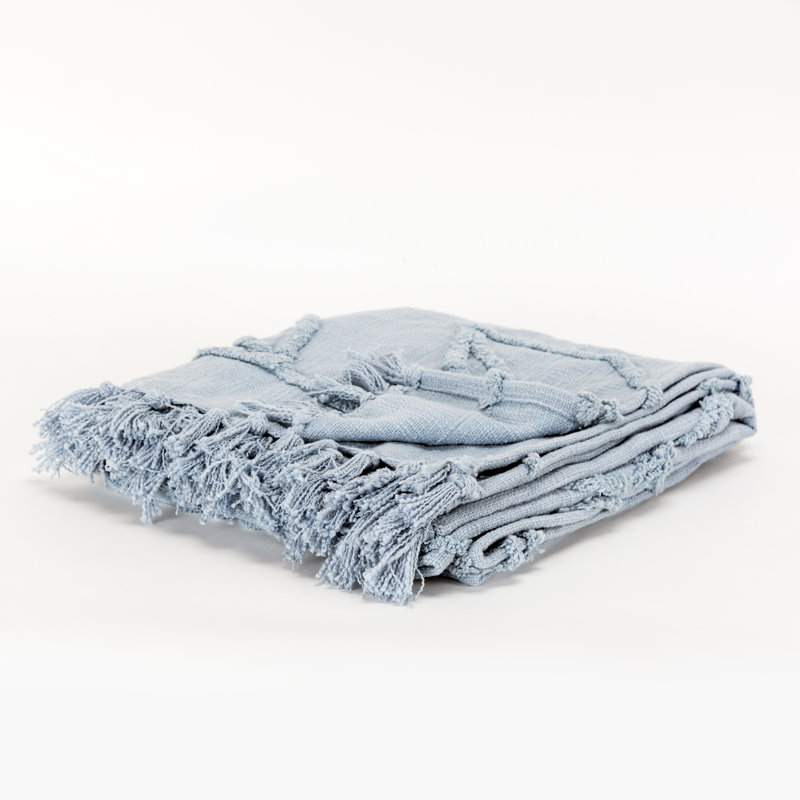 Jeté en coton Detrick, Bleu clair