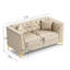 Canapé Chesterfield modulaire de style Mid-Century avec capitonnage à boutons, accoudoirs garnis de métal et pieds minces, comprend 2 coussins-133286212