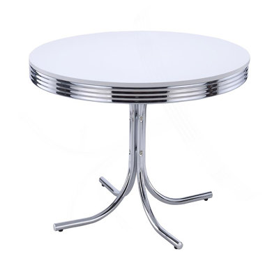 White And Chrome Round Dining Table