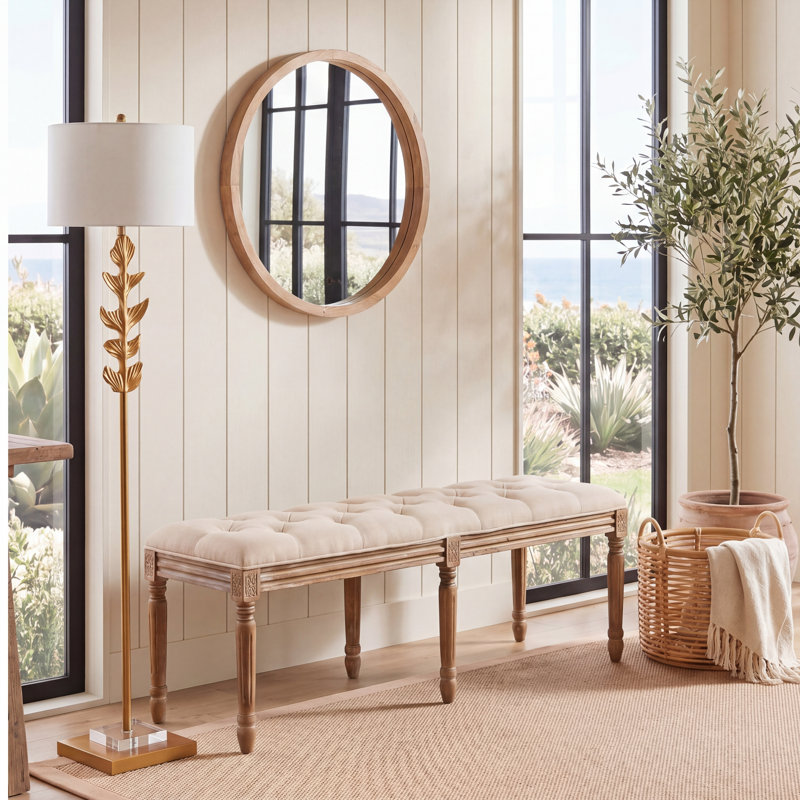 Banc rembourré Moneta, Lin beige