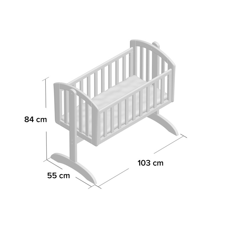 Sophie Swinging Rocking Crib with Foam Mattress, Warm Grey