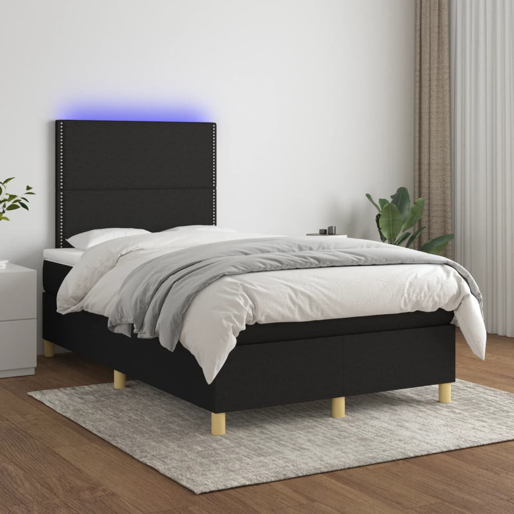 Vidaxl Boxspringbett Mit Matratze & LED Taupe 120X190 Cm Stoff