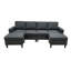 Canapé modulaire en lin rembourré avec 2 repose-pieds-1423408717