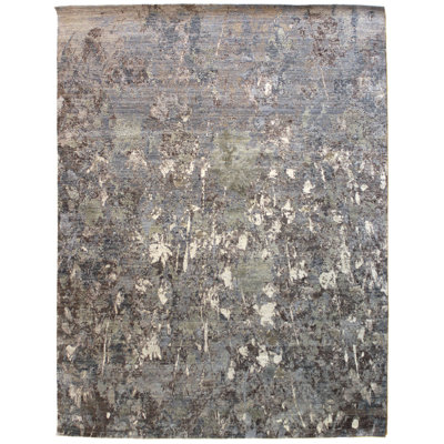 Tapis gris / taupe / bleu nouvel âge 7 pi 10 po x 10 pi 1 po Storm