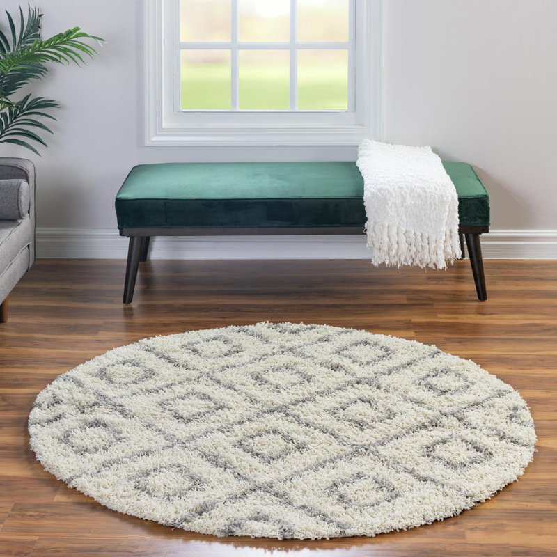 Aurin Geometric Indoor Rug, Round 7'10"