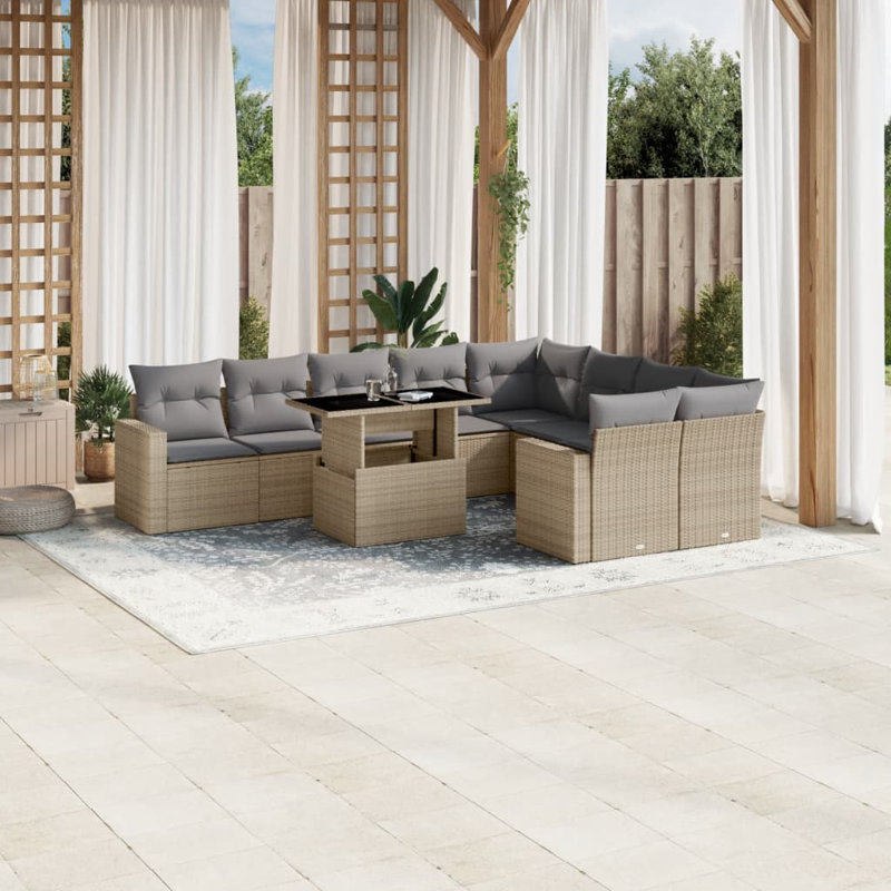  Ensemble de canapé de jardin beige