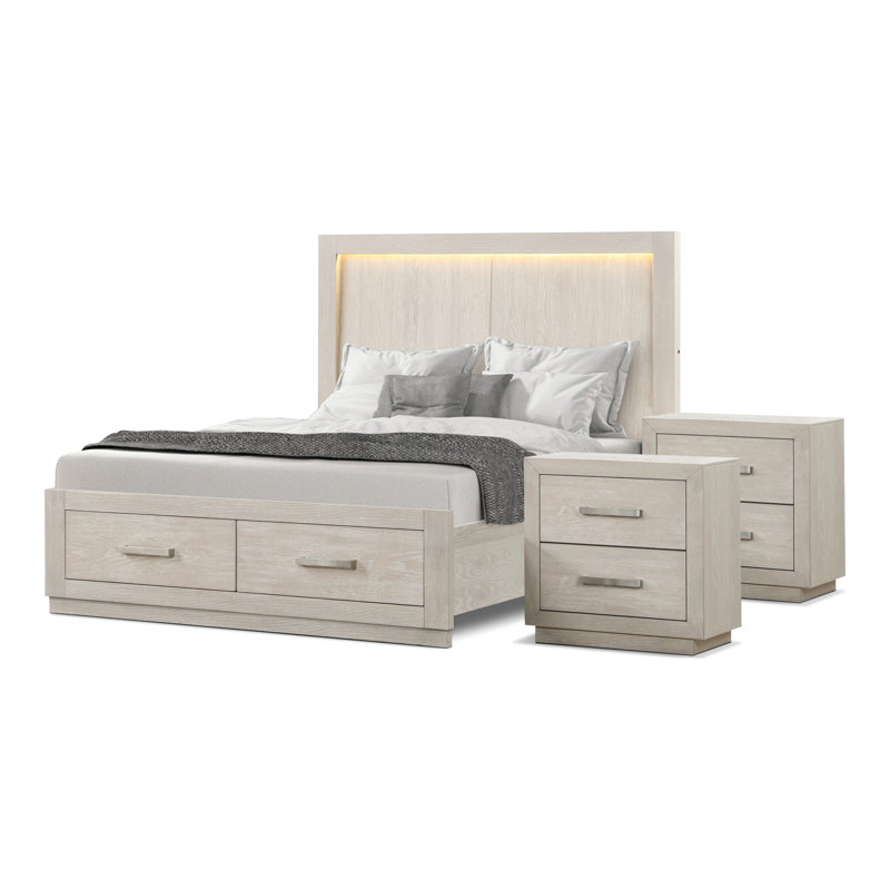 Ensemble de chambre à coucher Upham, Trois pièces : lit et deux tables de chevet