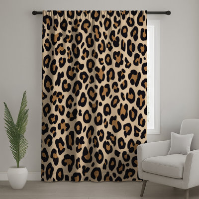 Leopard Print Pattern Window Curtains, Animal Print  Blockout Curtains - 1 Panel