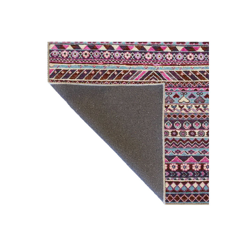 Purple Triangular and Striped Patterned Woven Base Rug, Rectangle 3'11" x 5'11" Rug Pad Included