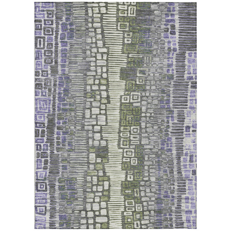 Machine Washable Indoor/Outdoor Jenning ACN2268 Geometric Rug, Rectangle 3' x 5'
