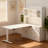 Adjustable Height Corner Bar Table With Glass Door, Shelves & Drawers, Reversible Design
