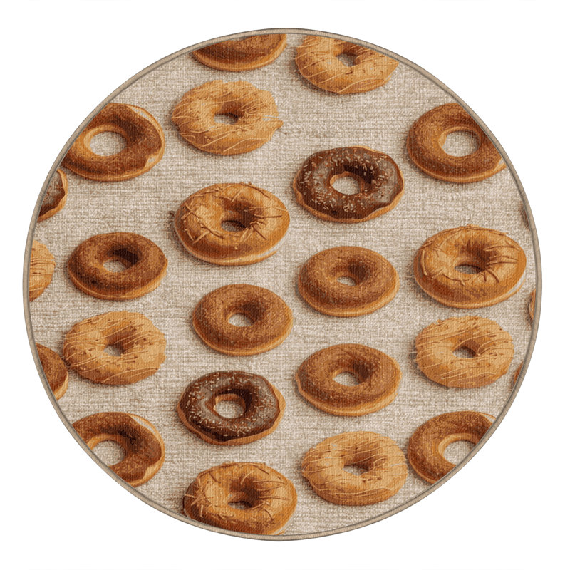 Washable Cronuts Desserts Area Rug, Round 7'