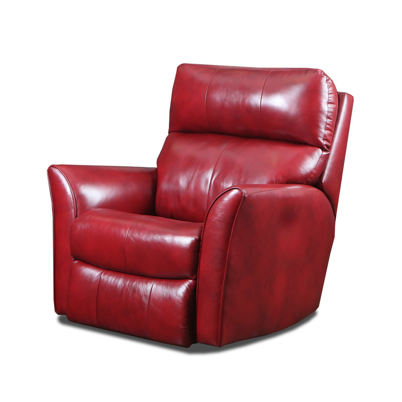 Fauteuil inclinable et berçant en cuir Stardust, Berçant, Rouge très clair