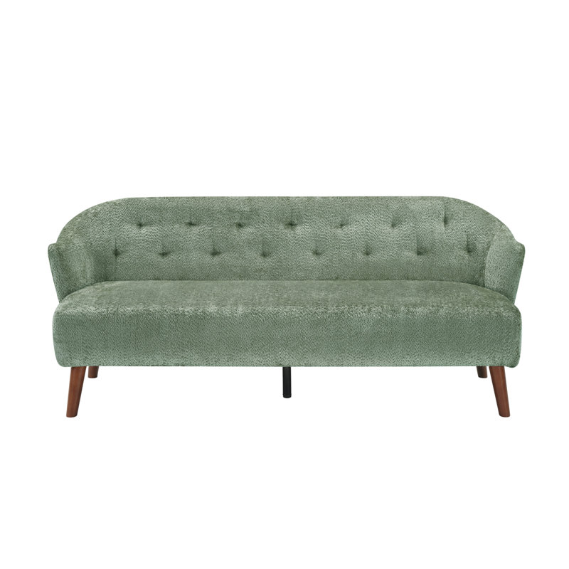 Canapé 3 places moderne 73,6 po capitonné et confortable, Tissu vert moelleux, Vert